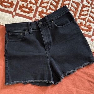 Madewell High-Rise Denim Short with Frayed Hem - Black